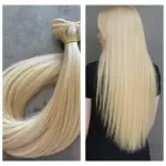 Platina szőke enyhén hamvas tresszelt 60cm 100% eredeti haj/ 10gr