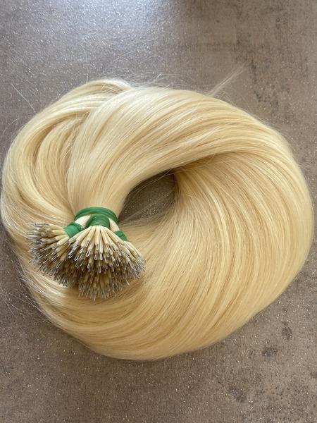 Nano gyűrűre tincsezett platina szőke 70cm 100% eredeti emberi haj/ 10gr