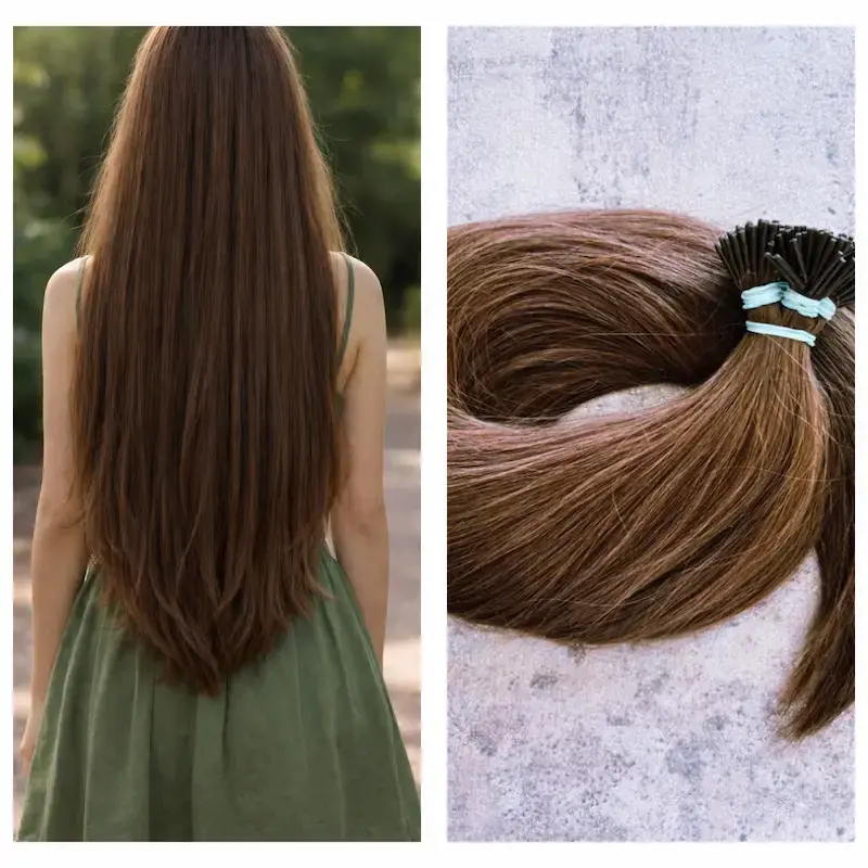 Tincsezett gesztenye színű 50cm 100% emberi haj/ 10gr