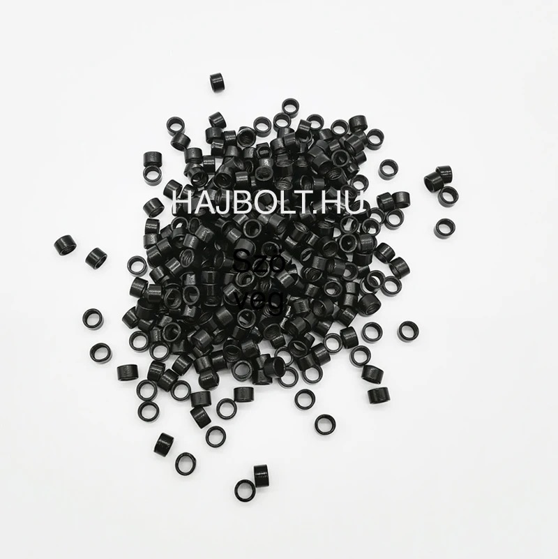 Fekete szilikon nélküli mikrogyűrű 100db/4,5mm (1#)