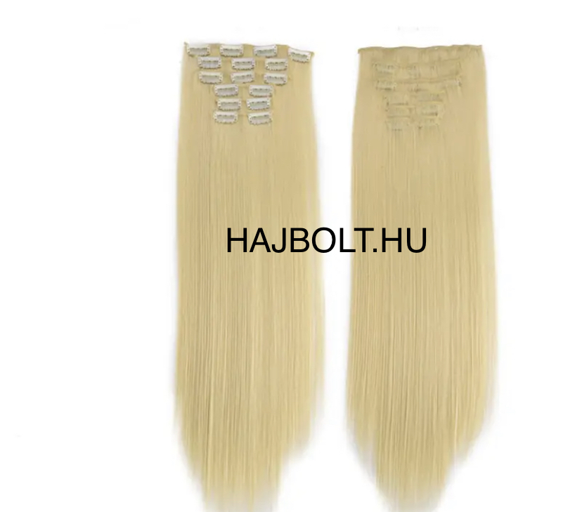 Platina szőke 100% emberi hajból készült csatos haj kb. 110-115 gr 50-55 cm