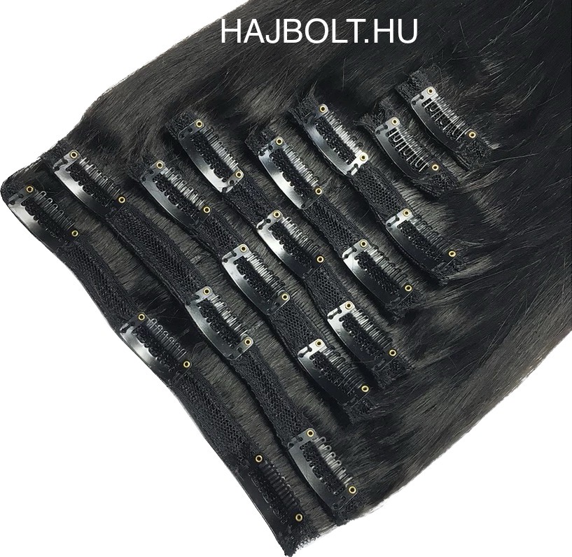 Natúr barna 100% emberi hajból készült csatos haj kb. 110-115 gr 50cm