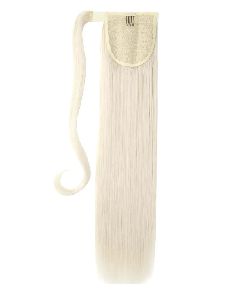 Hamvas(tejfehér) vasalható I. osztályú, egyenes ~55cm szintetikus copf (2)