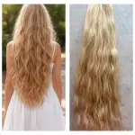 Festett világosszőke tresszelt hullámos 60cm 100% eredeti haj/ 10gr