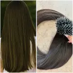 Nano gyűrűre tincsezett natúr 4-5-ös barna, vastagszálú 60-65cm 100% eredeti emberi haj/ 10gr